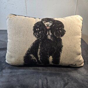 Share Linda Picken Black Poodle Dog Tapestry Throw Pillow Signed 16" x 12"